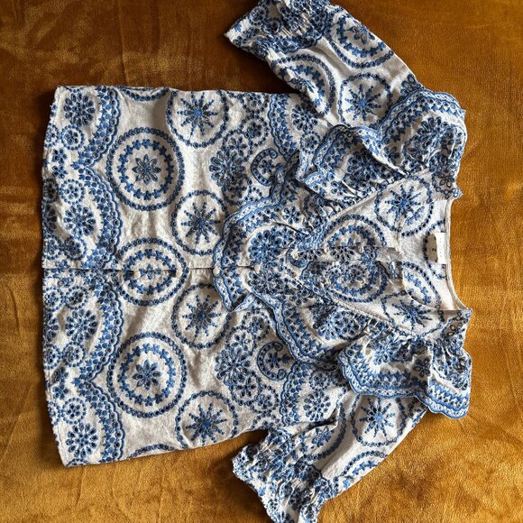 Sezane South Blouse Ecru Bleu - Size 38 - Picture 3 of 7